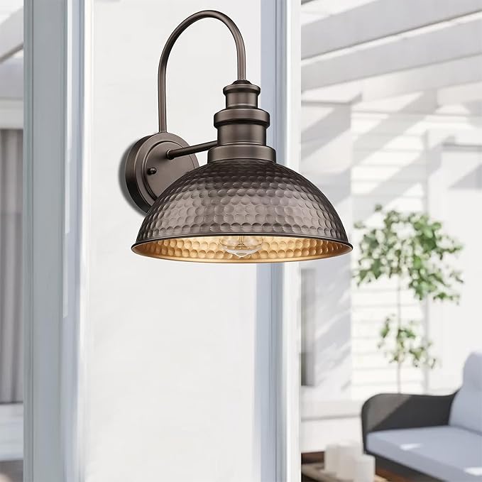 Casia Farmhouse Barn Lights - Rustic Wall Sconce, Exterior Outdoor Mounted Lighting Fixture, Vintage Wall Light, Porch Lantern Lamp for Front Door,Porch,Patio,Garge (Oil Rubbed Bronze, 3 Pack)