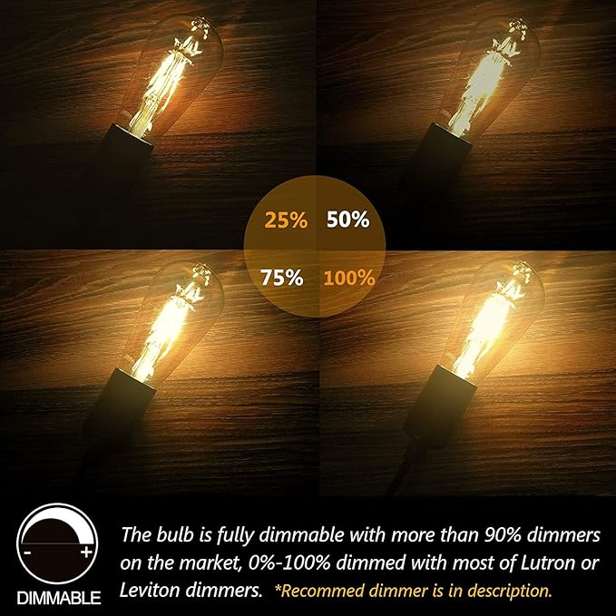 ASOKO LED Dimmable Vintage Edison Led Bulbs 6W Antique Style, 2300K Warm White (Amber Gold Glass), ST64, E26 Base (2300K-6W-12PCS)