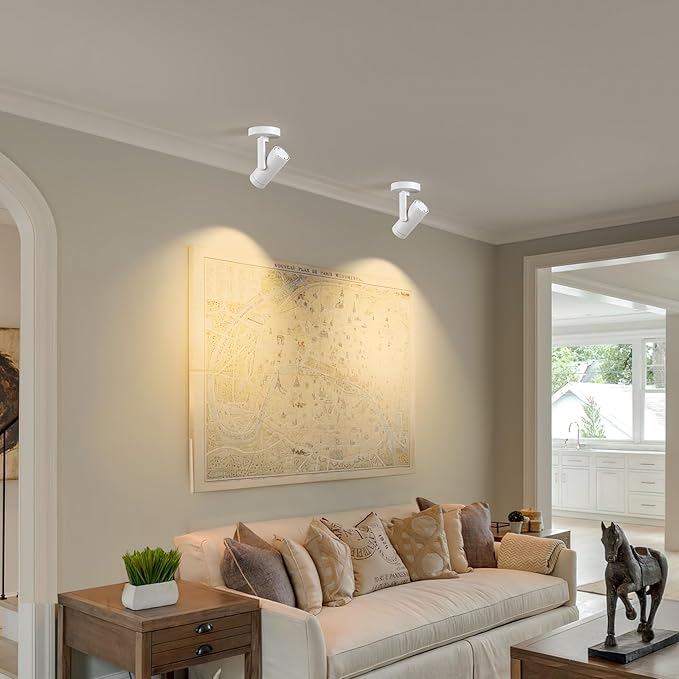 12W LED Dimmable Zoomable Ceiling Spotlight Indoor – Adjustable Wall Surface Mount Accent Light for Home Corridor, Picture, Plants & Painting | Warm White 3000K CRI 97, Flicker-Free, White