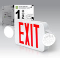 ASD LED Exit Sign with Battery Backup & Round Rotatable Heads - 120-277V UL 2.2W Double Face Emergency Exit Light for Business, Commercial Damp Location Power Outage Lights, Red