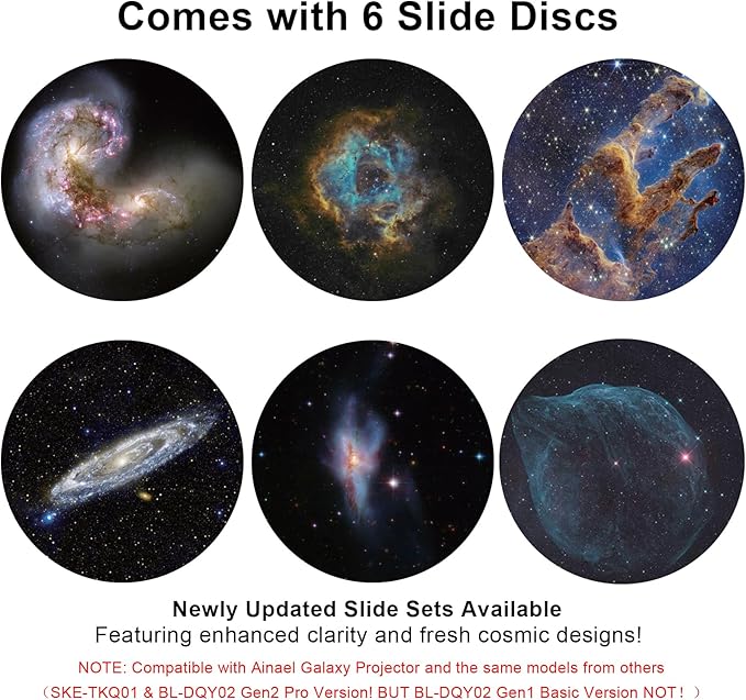 Galaxy Projector Disc – Ultra HD Projector Slide, Compatible with Ainael Galaxy Projectors and Model SKE-TKQ01 & BL-DQY02 Projectors – 6 Disc Set (Nebula B)