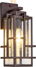 Motion Sensor Outdoor Wall Light Fixture, Dusk to Dawn Porch Light Oil Rubbed Bronze Exterior Lighting with Seeded Tempered Glass, Waterproof Outside Wall Mount Coach Lamp for House, Patio, Garage