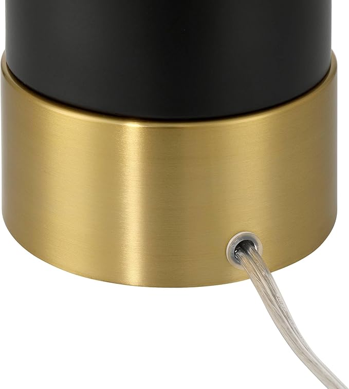 360 Lighting Anthem 21 3/4" High Small Modern Accent Table Lamp Black Gold Brass Finish Metal Single Fabric Black Shade Living Room Bedroom Bedside Nightstand House Office Home Reading Kitchen
