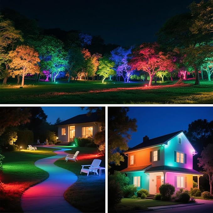 LED Flood Light Outdoor, 30W RGB Color Changing Smart Floodlights 2700K 3000LM Warm White & 16 Million Colors, RGBW Stage Lights with APP Control, 43 Modes, Grouping, Timing, IP66 Waterproof (2 Pack)