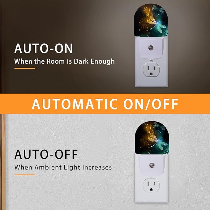 Dragonfly Night Light,Night Lights Plug into Wall with Dusk to Dawn Sensor,Lamp for Bedroom Bathroom Hallway Nightlight for Women Girls