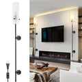 Modern Plug in Wall Sconce LED Wall Light Set of Two with On Off Switch, Cylindrical Frosted Glass Plug in Sconce for Living Room Wall Decro, Bedroom, Hallway