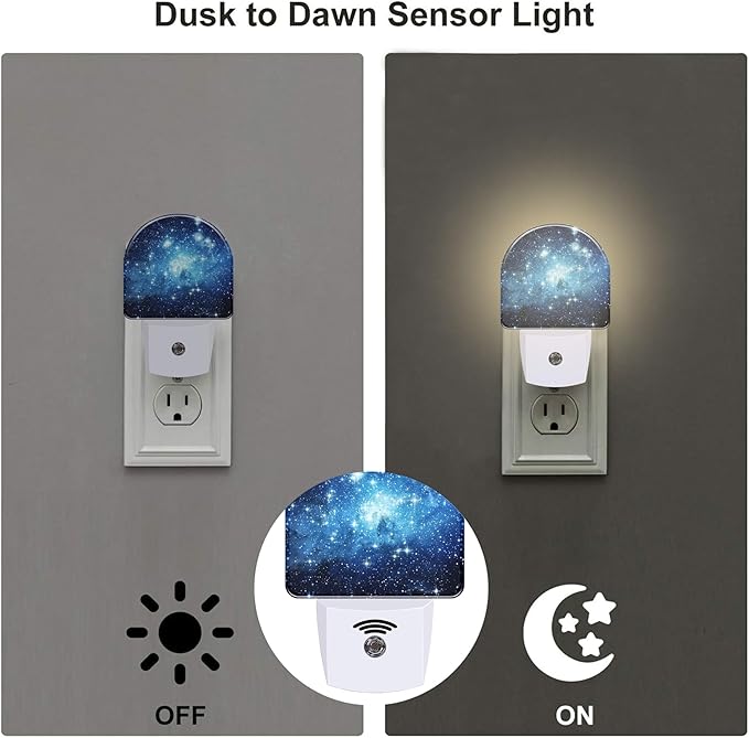 Galaxy Space with Stars Night Light, Deep Universe Nebula Dusk to Dawn Night Light Plug in,0.5w Energy Saving Sleep Friendly NightLight for Kids Boys Girls Home Decor