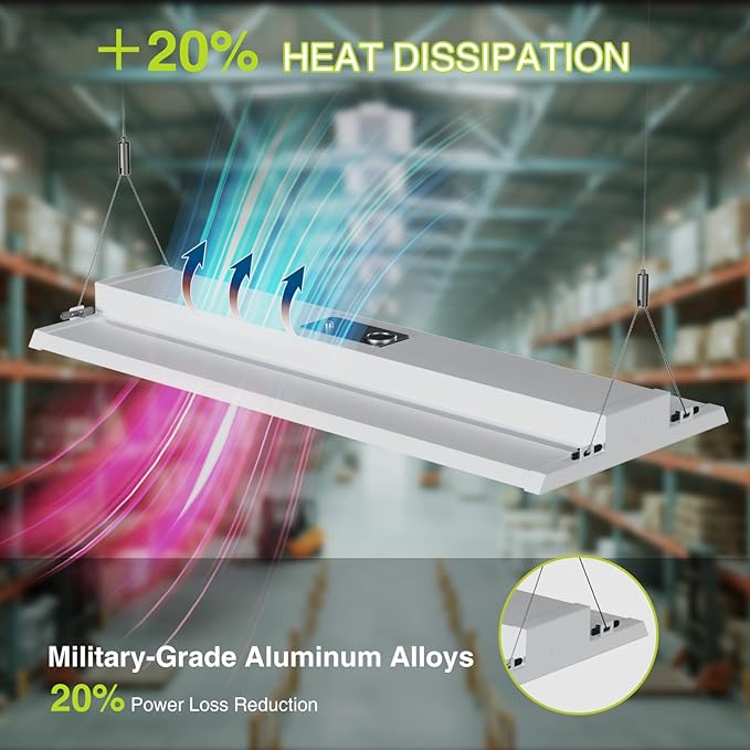 YXL 400W LED Linear High Bay Light 4FT, Adjustable 400W/320W/240W/100W with Motion Sensor, 60000LM, 120-277V, 0-10V, 5000K, Commercial Linear High Bay Led Shop Lights for Warehouse Workshops, UL