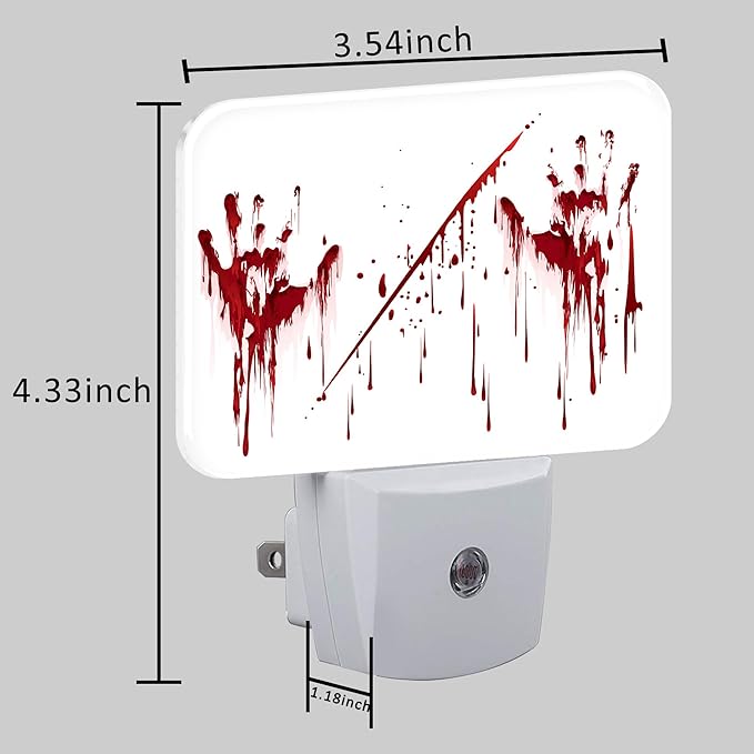 Halloween Horror Bloody Handprints Night Light Plug into Wall, Halloween Night Light with Dusk to Dawn Sensor for Kid Girls Boys Women Men Bedroom, Hallway, Kitchen, Bathroom, Stairs Decor