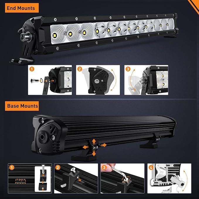 Nilight LED Light Bar 20 Inch 75W Flood Spot Combo Beam 9000LM IP68 Offroad Single Row Slim LED Driving Lighting for Pickup Truck SUV ATV UTV Boat Jeep