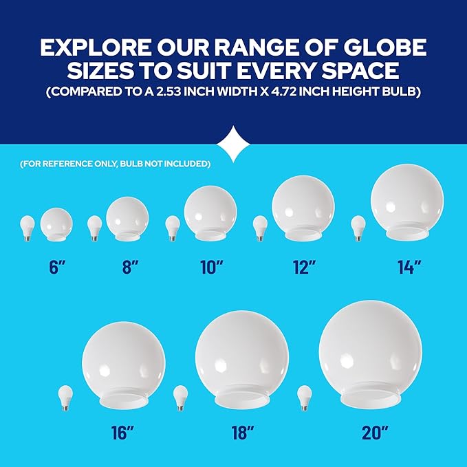 KASTLITE 6" Bronze Acrylic Lamp Post Globe | Smooth Textured with 3.14" Screw Neck | Manufactured in the USA | Plastic Light Cover - Not Glass