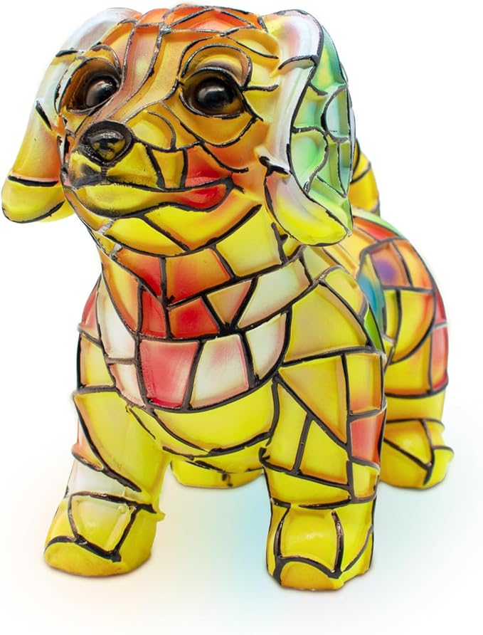 Dachshund Night Light, LED Dog Series Art Light, Cute Pet Themed Stained Resin Table Lamps, Vintage Home Decor, Fun Gift for Dog Lovers (#07, 7.87")