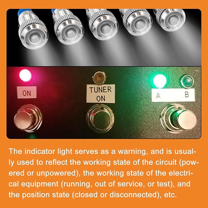 GASHER 5 PCS Energy Saving Indicator Light, LED Light 12V/24V/110V 20mA Panel Mount Light, Mounting Hole Size 8mm(5/16inch) White LED (24V)
