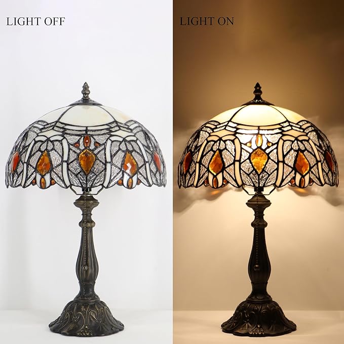Tiffany Style Lamp Stained Glass Table Lamp Memory Sympathy Desk Reading Light 12X19 Inch (Crystal Style)