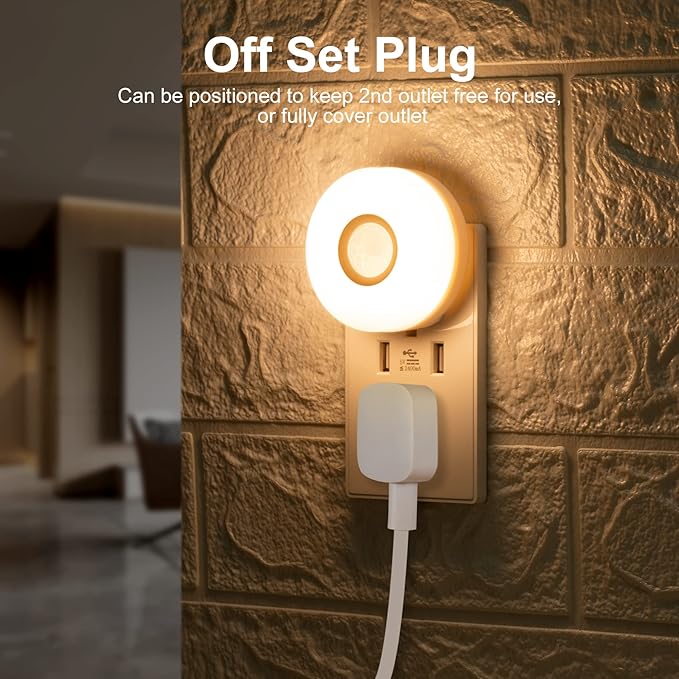 YELKO Night Lights Plug Into Wall,200 Lumen Super Bright Plug in Motion Sensor Light Indoor,Smart Plugin Motion Activated nightlights for Bathroom, Hallway(4Pack)