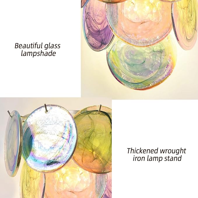 Modern Artistic Wall Sconce, Iridescent Layered Glass Disc Wall Lamp, Unique Creative Decorative Lighting Fixture, for Bedroom, Living Room, Hallway, Entryway Decor(Red)