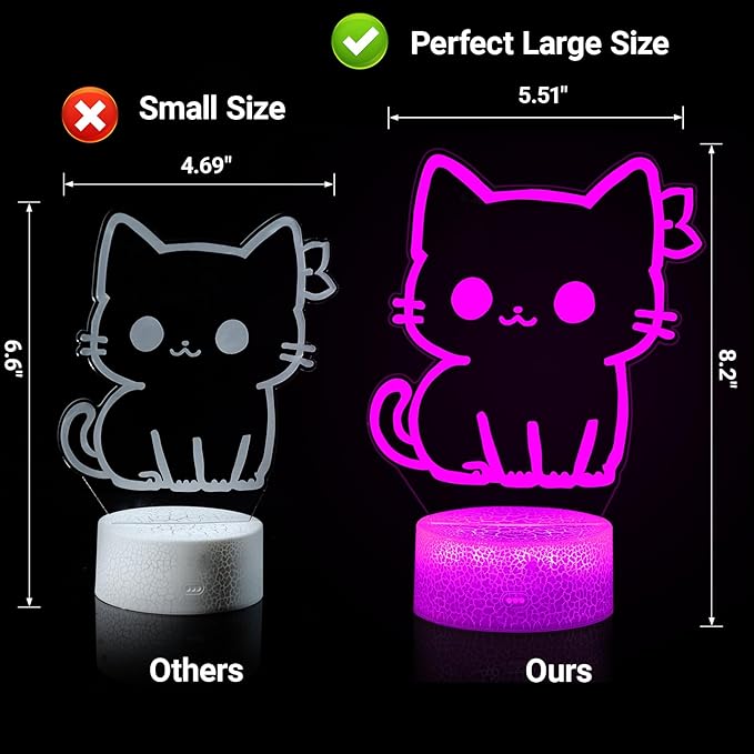 Cat Night Light, Cute Night Light, 16 Color Change Decor Lamp, Dimmable Touch & Remote Control Sleep Light, Kids Room Light, Christmas Birthday Gifts for Kids