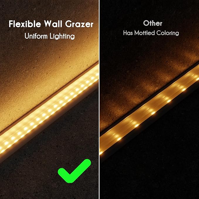 Shine Decor 16.4 FT LED Wall Washer Light Strip, IP67 Waterproof Flexible Linear Grazer, 2700K Warm White for Outdoor Commercial Lighting, Buildings, Weddings, Church Illumination