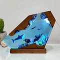 Shark Ocean Resin Lamp, Handmade Resin Night Light for Home Office Decor, Multi-Color LED Light with USB Port, Shark Gifts for Women & Men, Birthday Holiday Marine Biology Gifts for Kids (8"x5")