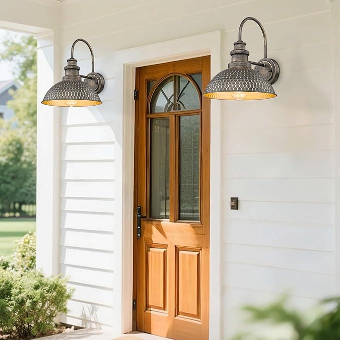 Casia Farmhouse Barn Lights, Rustic Outside Wall Sconce, Exterior Outdoor Mounted Lighting Fixture, Vintage Wall Light, Porch Lamp for Front Door,Porch,Patio,Garge (Vintage Pewter, 6 Pack)