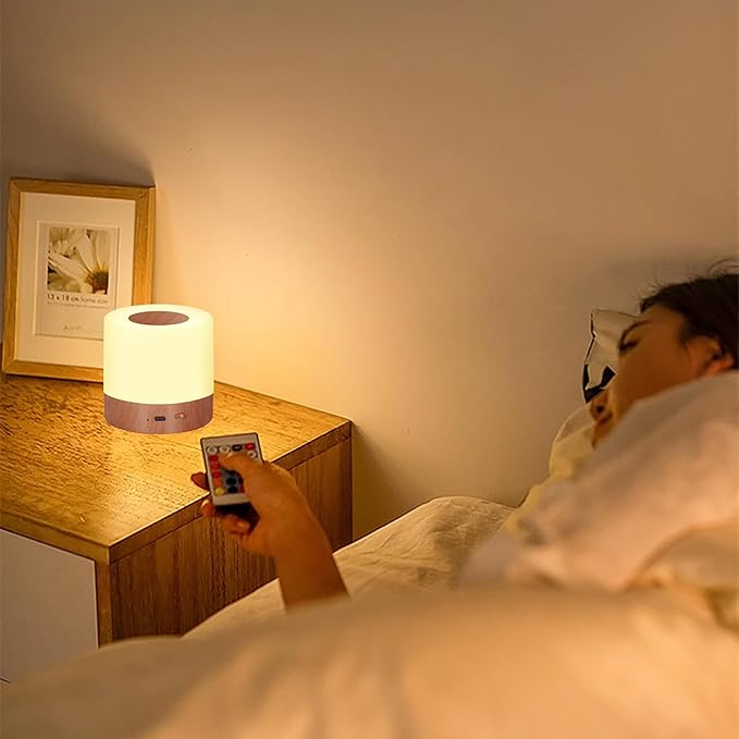 2 Pack LED Touch Bedside Table Lamp,13 RGB Colors & 5 Brightness, USB Rechargeable, Remote Control Dimmable Night Light with RGB Color Changing,Portable Lamp for Baby, Bedroom,Outdoor