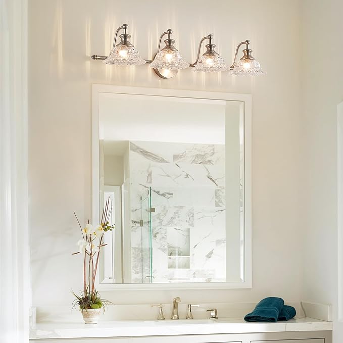 29.7" Bathroom Light Fixtures Brushed Nickel 4 Light Vanity Light