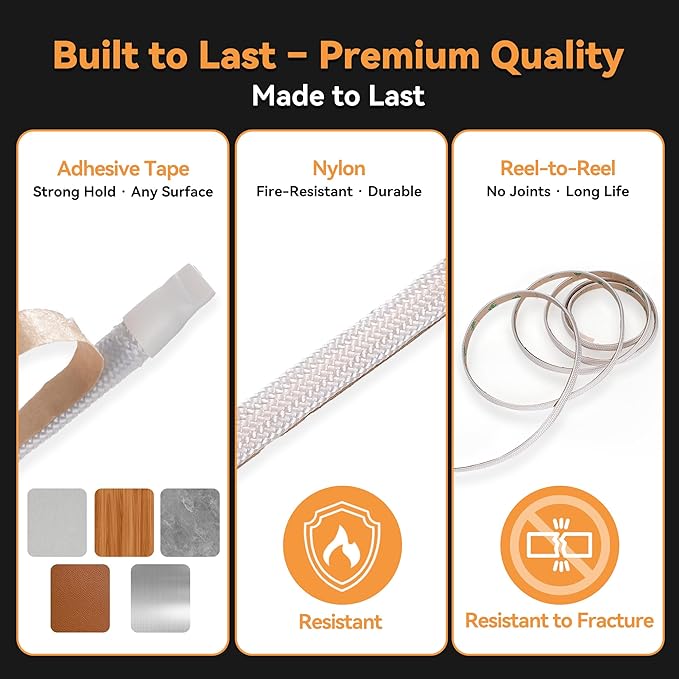 39.37in USB Fabric COB LED Strip, 3000K Warm White Soft Diffused Light, Anti-Glare Eye-Comfort, Flexible Cuttable Under Cabinet & Bedroom Accent Lighting