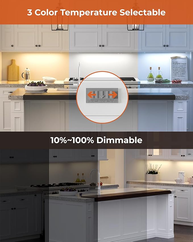Matane Dimmable LED Under Cabinet Lighting Wired, 17inch 11W 720LM, Hardwired/Plug-in Installation, 3CCT Color Selectable, 120V Under Counter Lights for Kitchen, ETL Listed