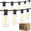 Brightever Outdoor String Lights 180FT, Patio Lights with 90+4 Dimmable ST38 Shatterproof LED Bulbs, Vintage Edison String Lights for Outside, Waterproof Bistro Lights for Halloween Backyard 2700K