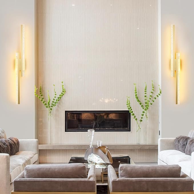 Gold Wall Sconces 31.5In Modern Wall Light Fixtures Dimmable LED Sconce Wall Lighting Indoor Hardwired Wall Lamps for Living Room Bedroom Bathroom Hallway Stairs