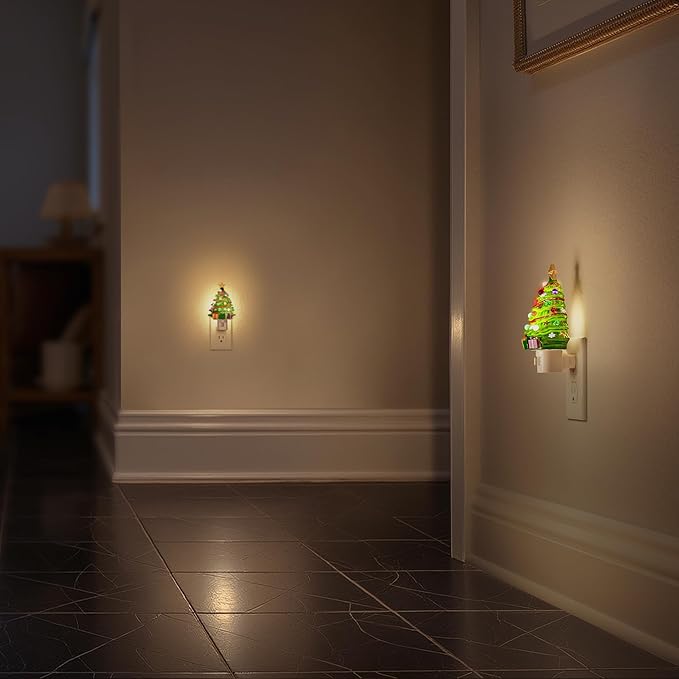 Briignite Christmas Tree Night Light[2 Pack], 3000K Night Lights Plug into Wall, Christmas Gifts Cute Night Light for Kids, Plug in Nightlight with 360° Rotatable for Christmas Decorations Party