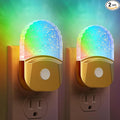 Night Lights Plug into Wall, 2 Pack, Night Light Color Changing, LED Acrylic 8 Colors RGB, Gold Cover Nightlight for Kids,Bathroom, Dusk to Dawn Sensor, Warm White 3000K for Bedroom, Hallway