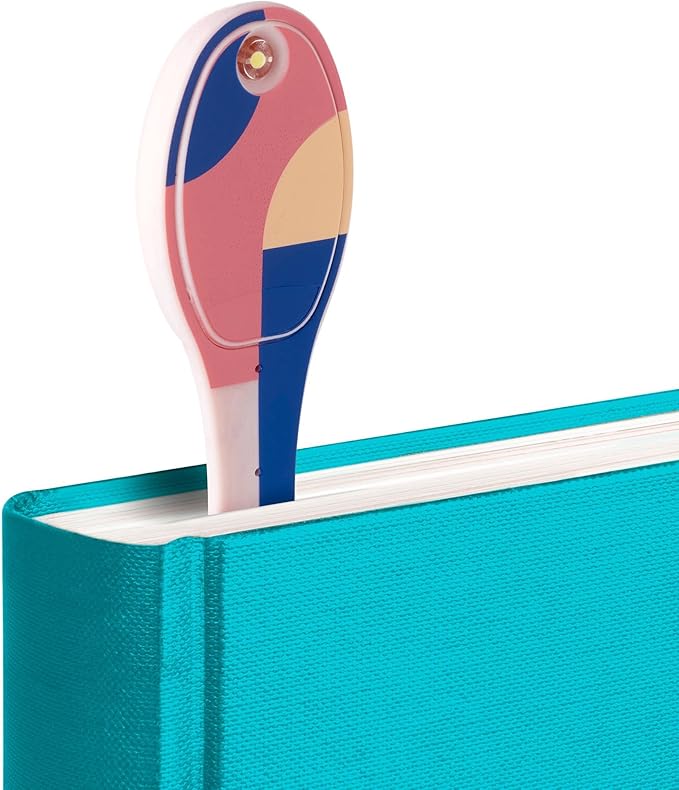 Gifts for Readers & Writers Bookmark Reading Light Peachy Blocks -2in1 Clip On Bookmark Mini Book Light for Reading in Bed, Battery Operated Travel LED Book Lights, Flexible 8 Lumen Lights for Books
