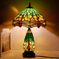 Tiffany Lamp Stained Glass Table Lamp 12X19 Inches Mother Daughter Vase Desk Accent Night Light for Bedroom Bedside Reading Home Antique Style(Green Yellow)