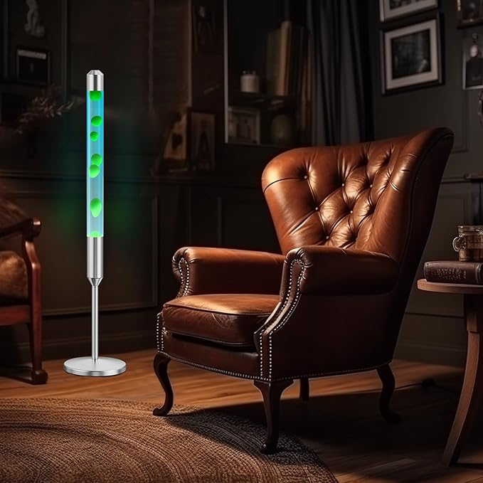 47.5-Inch Liquid Motion Lamp,Magma Lamp, Mood Relaxation Light，Suitable for Home Decoration,Office Decoration, Cafes,Bars,Etc (Blue Water Green Wax, 47.5 inches)