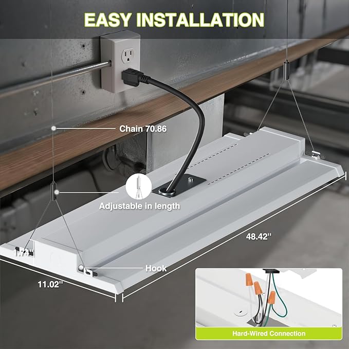 YXL 400W LED Linear High Bay Light 4FT, Adjustable 400W/320W/240W/100W with Motion Sensor, 60000LM, 120-277V, 0-10V, 5000K, Commercial Linear High Bay Led Shop Lights for Warehouse Workshops, UL