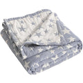 NTBAY 3 Layer Oversized Muslin Cotton Toddler Blanket, 45x60 Inches Jacquard Reversible Nursery Bed Blanket, Super Soft and Thermal Crib Blanket for All Seasons, Baby Gift, 45"x60", Blue/White Star