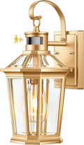 VIANIS Outdoor Wall Lights, Motion Sensor Exterior Light Fixtures Wall Mount, Waterproof Modern Gold Outside Front Porch Light, Anti-Rust Aluminum Outdoor Wall Sconce for House Garage