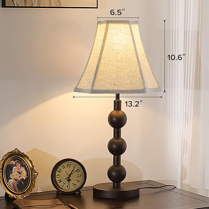 GO&SO Set of 2 Medium Lamp Shades Beige Oatmeal,Square Cut Comer Lamoshade for Floor and Table Lamps,6.5x13.2x10.6".Natural Linen, Traditional Shade for Bedroom Easy Assembly Required (2 Pack)
