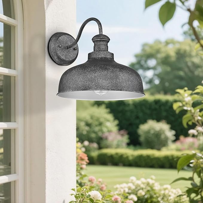 Outdoor Farmhouse Barn Light, Outside Wall Sconce, Weather Resistant Anti-Rust Farmhouse Exterior Wall Lighting Fixture, Outdoor Lantern Lamp for Porch, Garage, Patio, Entryway (Antique Black, 6 Pack)