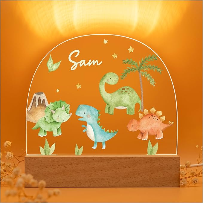 Dino Night Light/Light Up Dinosaur Night Light/Color Changing Dino Lamp/Cute LED Dinosaur Lamp for Boys/Safe, Non-Toxic Design Perfect for Nursery