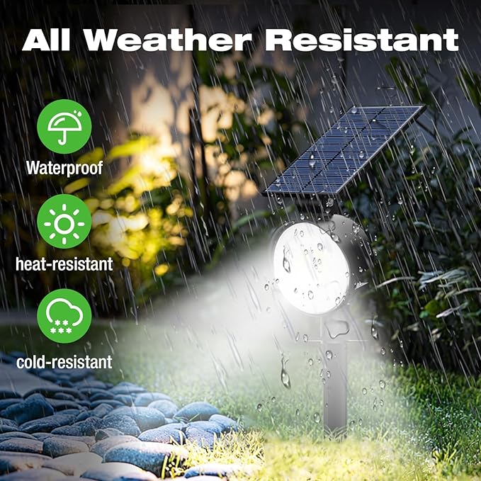 nipify 1 Pack Solar Spot Lights Outdoor Waterproof with 3 Modes, Solar Spotlight Light for Outside Yard Landscape Lighting Pathway Lights Wall, Cool White
