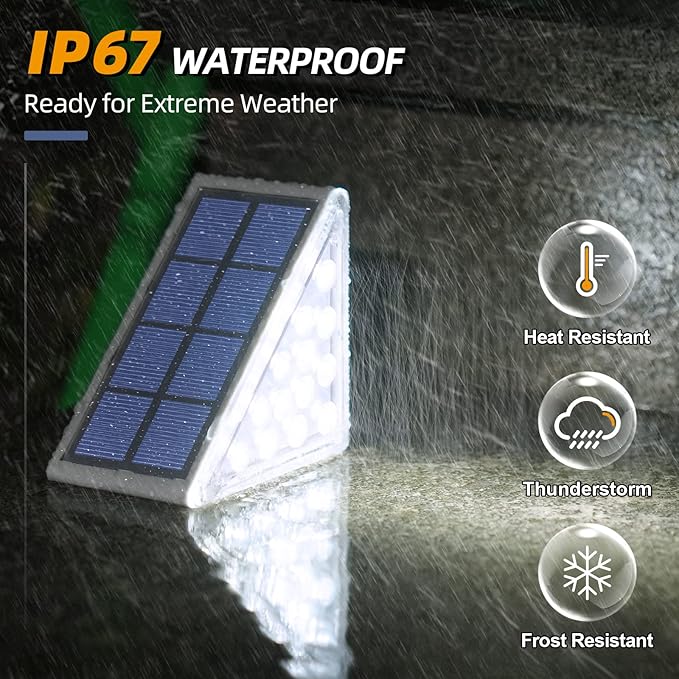 NIORSUN Solar Step Lights for Outside,16 Pack Cool White Stair Lights Outdoor Waterproof IP67 Auto On Off,Solar Light for Steps,Stair,Patio,Yard,Porch,Front Door,Sidewalk,Deck Decor