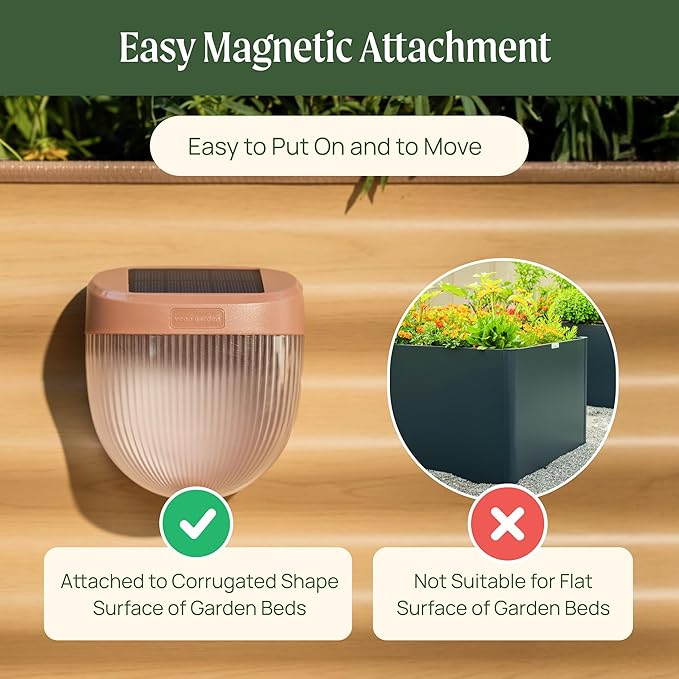 Vego garden Rippled Solar Garden Lights with Auto Sensors Magnetize Securely to Raised Beds, IPX4 Waterproof Outdoor LED Light for Patio & Yard Pebble Gray, 4 Pack