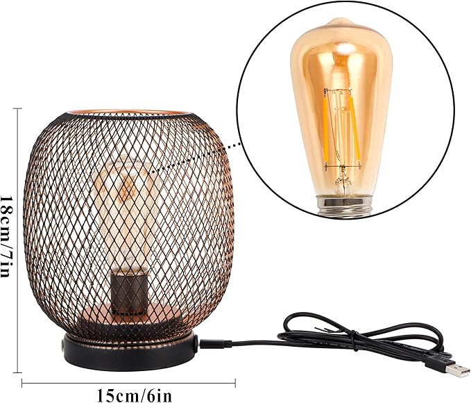 JHY DESIGN Dimmable Touch Bedside Table Lamp Rechargeable Battery Powered Lamp with LED Bulb Cordless Accent Lamp for Weddings Parties Patio Events for Indoors Outdoors(Metal Base, Bronze Round)