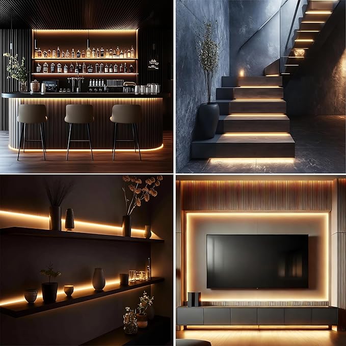 2700K COB LED Strip Lights, 24Volt Premium Flexible Tape Light with Strong 3M VHB Adhesive, CRI 95, UL Listed, Cuttable, Dimmable, 5W/FT for Bedroom, Kitchen, Cabinet (NO Power Supply)