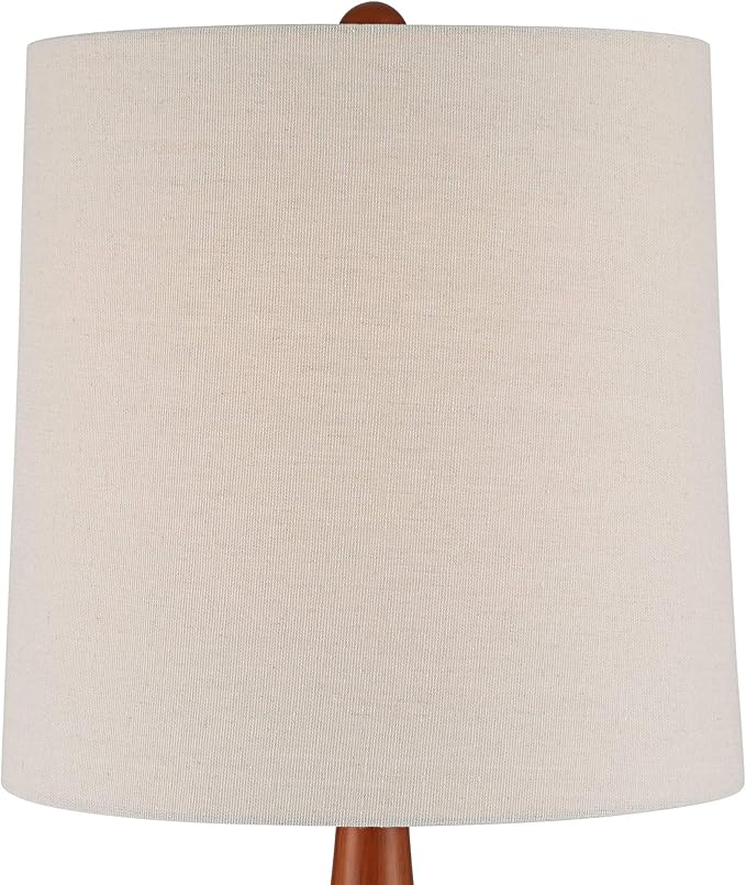 360 Lighting Andi 25" High Mid Century Modern 3-Way Table Lamp Green Ceramic Wood Finish Single Fabric White Shade Living Room Bedroom Bedside Nightstand House Office Home Reading Colors May Vary