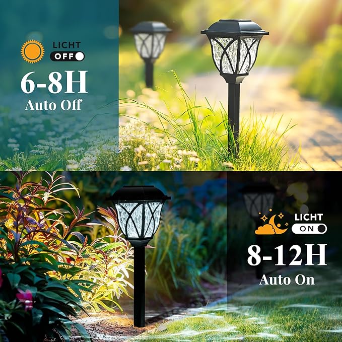 GIGALUMI Solar Lights Outdoor Waterproof, 8 Pack LED Solar Garden Lights, Outdoor Decorations, Garden Decor for Yard, Patio, Landscape, Planter, Walkway (Cold White)