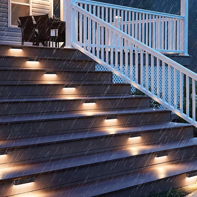 mirrea 7" Outdoor Hardscape Lighting Low Voltage Retaining Wall Lights Step Lights 12V 2W LED 2700K Warm White Pack of 8