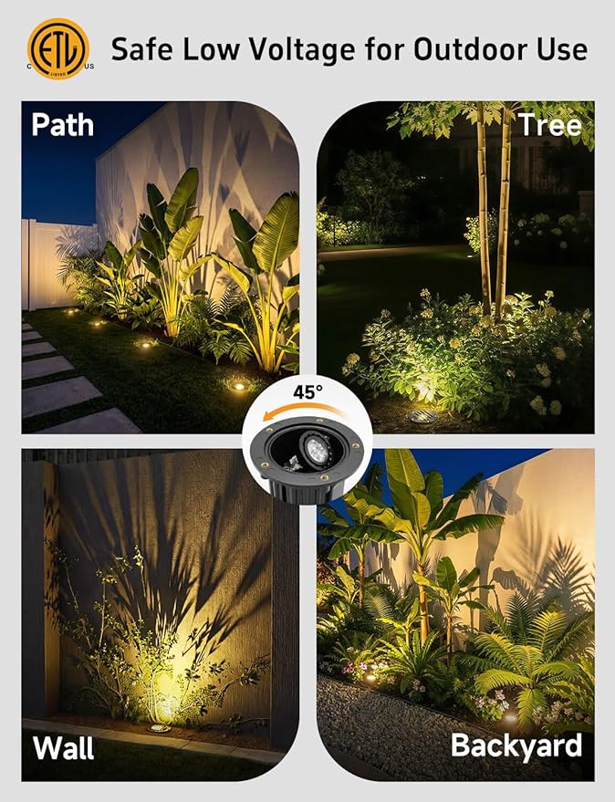 Gardenreet Landscape Well Lights Outdoor - Brass LED Weathproof In Ground Lighting, Low Voltage 12V Directional Grated Top Fixture, Antique Bronze for Wall Floor Path with 2700K Warm White MR16 Bulb